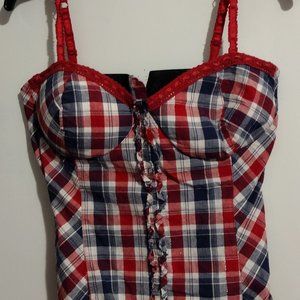 Red and Blue Plaid Energie Tank Top